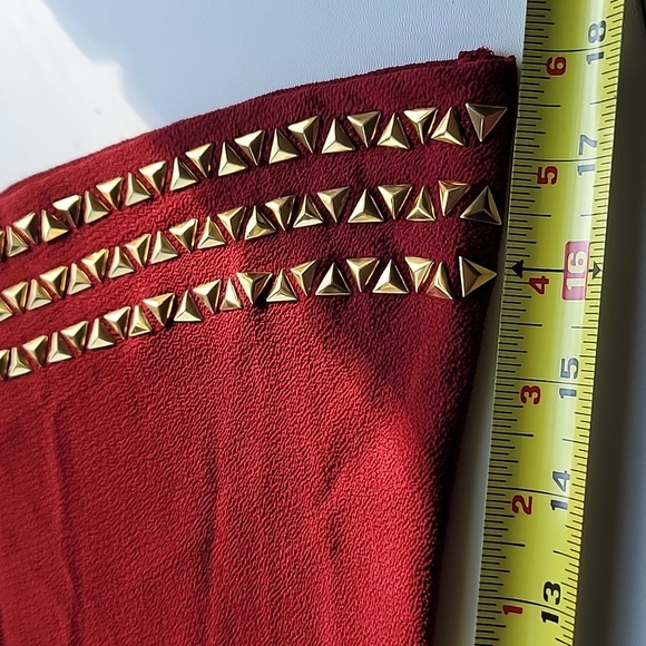 Michael Kors dress tied keyhole front Small maroon studded bell sleeves w tags - Picture 5 of 13